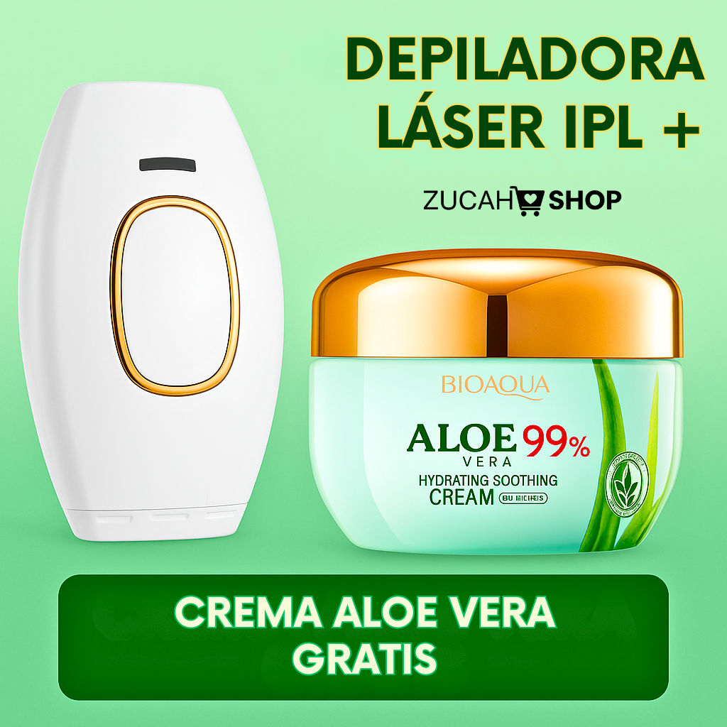 Depiladora IPL Láser + Crema Hidratante Reparadora y Reafirmante