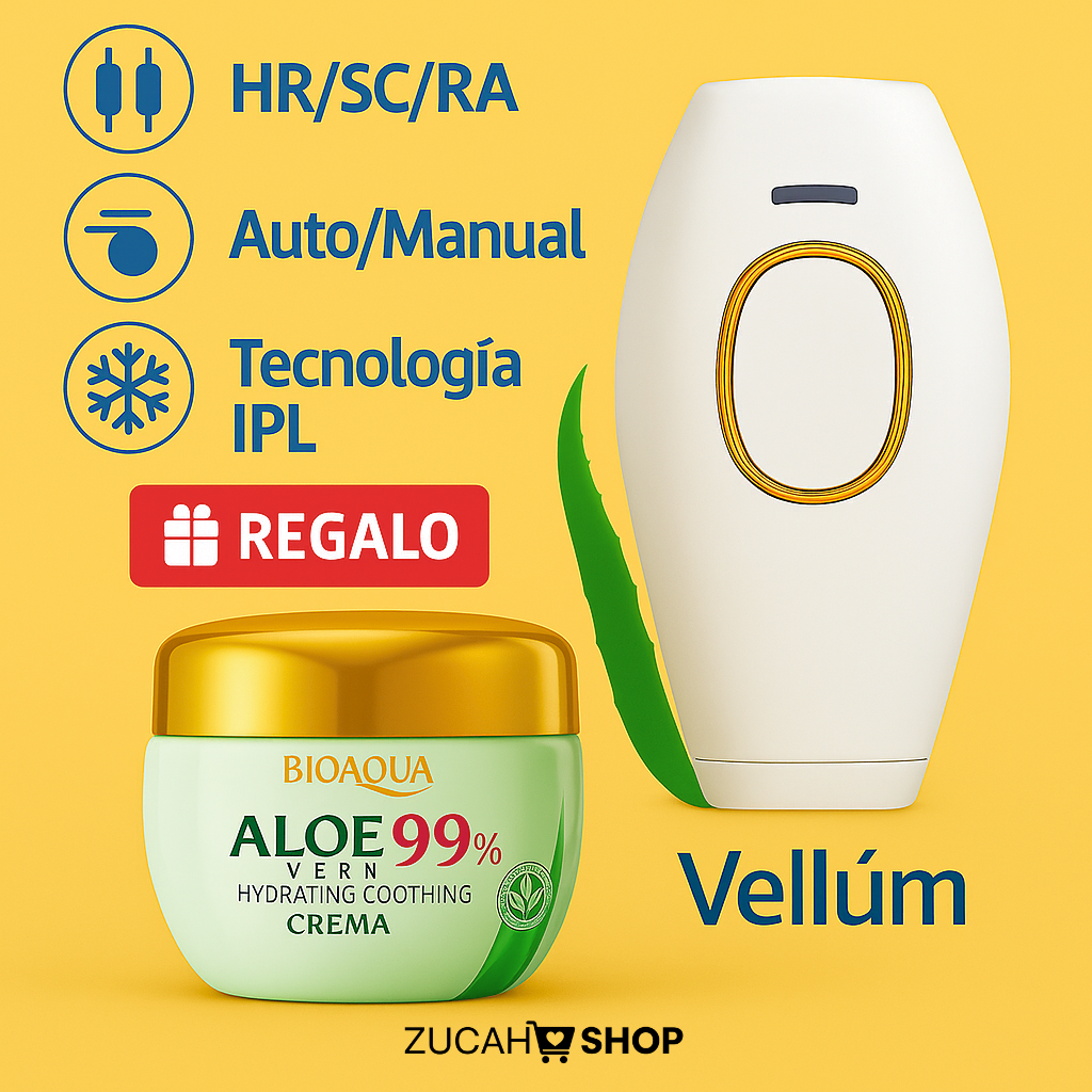 Depiladora IPL Láser + Crema Hidratante Reparadora y Reafirmante